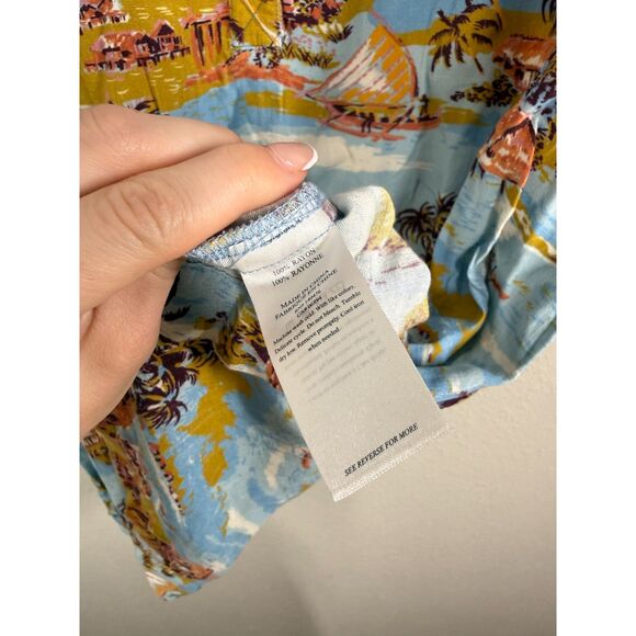 Faherty Womens Blue Travel Pattern Dress L Resortwear Vacation Cruise Tropical - Picture 5 of 7